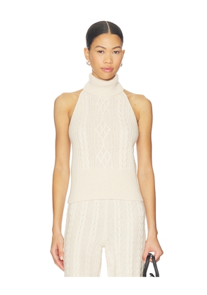 AEXAE Cashmere Cable Halterneck Top in Beige. Size L. Also in M.