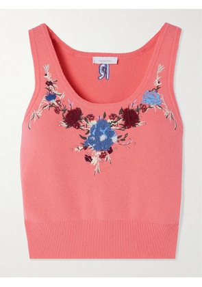 RABANNE - Cropped Embroidered Crystal-embellished Wool And Cashmere-blend Top - Pink - x small,small,medium,large,x large