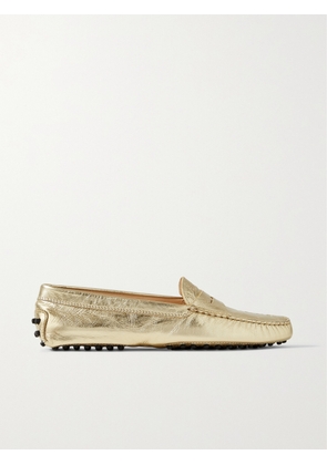 Tod's - Gommino Metallic Textured-leather Loafers - Gold - IT34,IT35,IT35.5,IT36,IT36.5,IT37,IT37.5,IT38,IT38.5,IT39,IT39.5,IT40,IT40.5,IT41,IT41.5,IT42