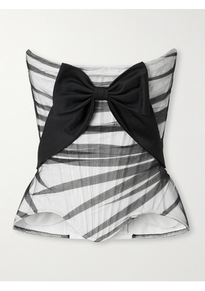 Wiederhoeft - Bow-embellished Tulle And Silk-blend Satin Bustier Top - Black - US2,US4,US6,US8