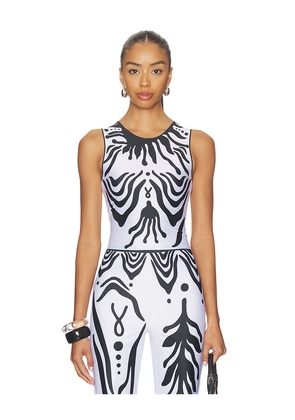 Di Petsa Iris Lycra Tank Top in White. Size L. Also in XS, S, M.