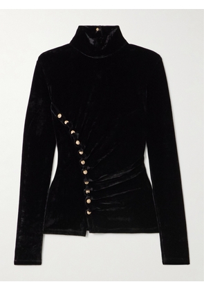 RABANNE - Embellished Velvet Turtleneck Top - Black - FR 34,FR 36,FR 38,FR 40,FR 42,FR 44,FR 46