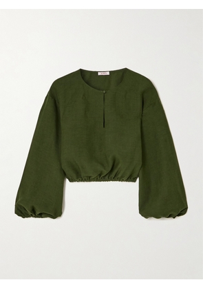 Eres - L'intemporel Auguste Gathered Linen Top - Green - small,medium,large