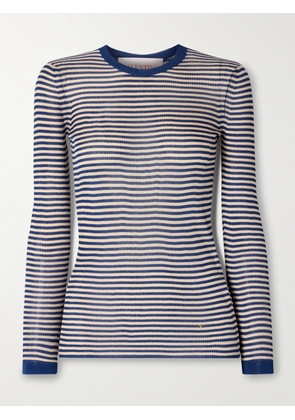Valentino Garavani - Ribbed Striped Silk Sweater - Blue - xx small,x small,small,medium,large,x large