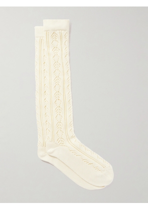 Valentino Garavani - Embellished Pointelle-knit Cotton Socks - Off-white - S/M,L/XL