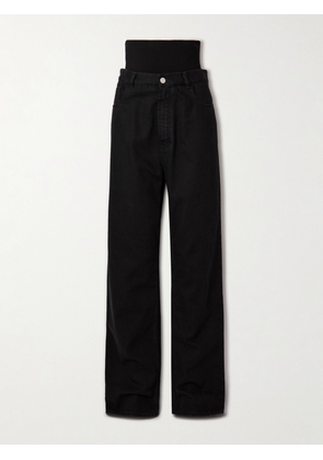 Alaïa - Stretch Knit-trimmed Jeans - Black - FR 34,FR 36,FR 38,FR 40,FR 42,FR 44,FR 46