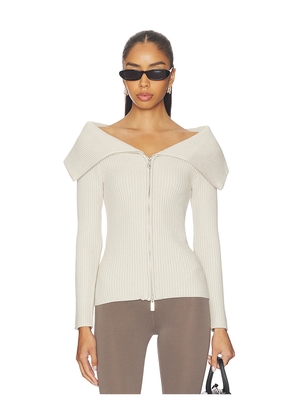 BLANKNYC Zip-up Sweater in Cream. Size L. Also in XS, S, M.