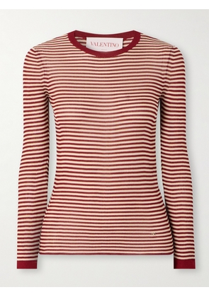Valentino Garavani - Ribbed Striped Silk Sweater - Red - xx small,x small,small,medium,large,x large