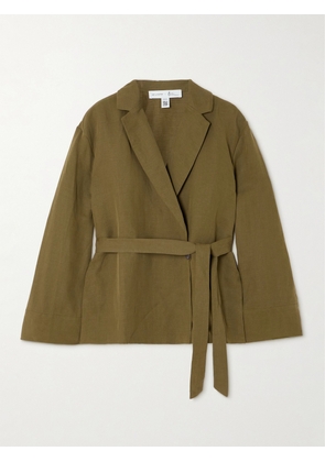 NET-A-PORTER For The King’s Foundation - Belted Linen And Tencel™ Lyocell-blend Jacket - Green - UK 6,UK 8,UK 10,UK 12,UK 14,UK 16