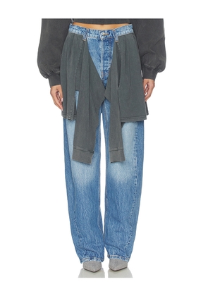Alexander Wang Slouchy Jean With Tied T-shirt in Blue. Size 24. Also in 26, 27, 28.