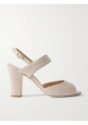 Manolo Blahnik - Khiko 90 Suede Slingback Sandals - Neutrals - IT36,IT36.5,IT37,IT37.5,IT38,IT38.5,IT39,IT39.5,IT40,IT40.5,IT41,IT41.5,IT42