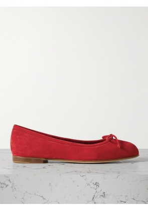 Manolo Blahnik - Veralli Bow-detailed Suede Ballet Flats - Red - IT36,IT36.5,IT37,IT37.5,IT38,IT38.5,IT39,IT39.5,IT40,IT40.5,IT41,IT41.5,IT42,IT42.5,IT43