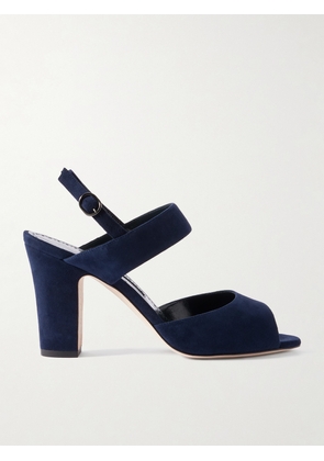 Manolo Blahnik - Khiko 90 Suede Slingback Sandals - Blue - IT36,IT36.5,IT37,IT37.5,IT38,IT38.5,IT39,IT39.5,IT40,IT40.5,IT41,IT42