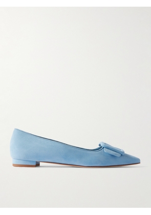 Manolo Blahnik - Maysale Buckled Suede Point-toe Flats - Blue - IT36,IT36.5,IT37,IT37.5,IT38,IT38.5,IT39,IT39.5,IT40,IT40.5,IT41,IT41.5,IT42,IT43