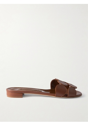 Manolo Blahnik - Haribalmu 10 Cutout Leather Slides - Brown - IT36,IT36.5,IT37,IT37.5,IT38,IT38.5,IT39,IT39.5,IT40,IT40.5,IT41,IT41.5,IT42