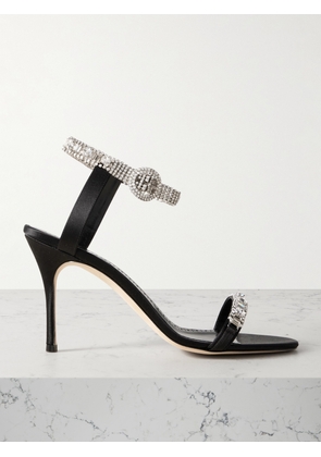Manolo Blahnik - Asasan 90 Crystal-embellished Satin Sandals - Black - IT36,IT36.5,IT37,IT37.5,IT38,IT38.5,IT39,IT39.5,IT40,IT40.5,IT41,IT41.5,IT42