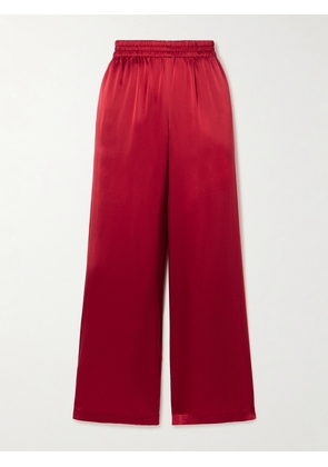Skin - Happiness Silk-satin Wide-leg Pajama Pants - Red - 01,2,3,4,5