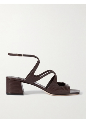 Jimmy Choo - Azilia 45 Lizard-effect Leather Sandals - Brown - IT36,IT36.5,IT37,IT37.5,IT38,IT38.5,IT39,IT39.5,IT40,IT40.5,IT41,IT41.5,IT42