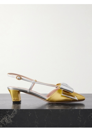 Valentino Garavani - Bowbow Two-tone Metallic Leather Pumps - Gold - IT36,IT36.5,IT37,IT37.5,IT38,IT38.5,IT39,IT39.5,IT40,IT40.5,IT41,IT41.5,IT42