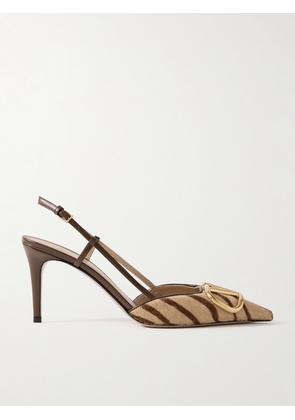 Valentino Garavani - Vlogo 80 Embellished Leather-trimmed Printed Calf Hair Slingback Pumps - Brown - IT35,IT36,IT36.5,IT37,IT37.5,IT38,IT38.5,IT39,IT39.5,IT40,IT40.5,IT41,IT41.5,IT42