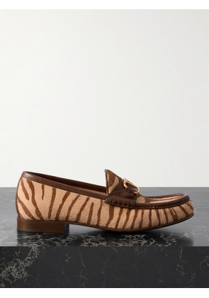 Valentino Garavani - Vlogo Signature 20 Leather-trimmed Zebra-print Calf Hair Loafers - Brown - IT35,IT36,IT36.5,IT37,IT37.5,IT38,IT38.5,IT39,IT39.5,IT40,IT41,IT41.5,IT42