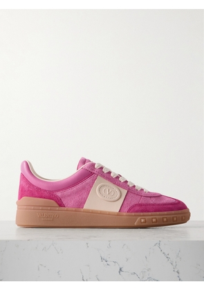Valentino Garavani - Upvillage Embossed Leather-trimmed Paneled Suede Sneakers - Pink - IT36,IT37,IT37.5,IT38,IT38.5,IT39,IT39.5,IT40,IT40.5,IT41