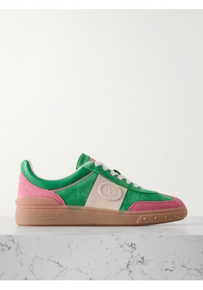 Valentino Garavani - Upvillage Embossed Leather-trimmed Paneled Suede Sneakers - Green - IT36,IT37,IT37.5,IT38,IT38.5,IT39,IT39.5,IT40,IT40.5,IT41