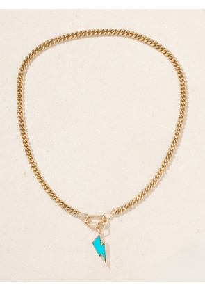 Marla Aaron - Babylock + Lightning Bolt + Heavy Curb Chain 14-karat Gold Turquoise Necklace - One size