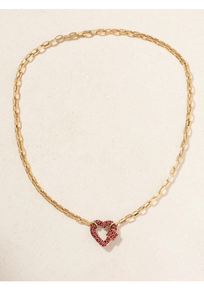 Marla Aaron - Allstone Heartlock + Biker Chain 14 And 18-karat Gold Ruby Necklace - One size