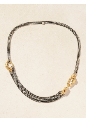 Marla Aaron - Chubby Babylock + Baby Droplock + Pulley + Not So Heavy Curb Chain 14-karat Gold, Sterling Silver And Ruby Necklace - One size