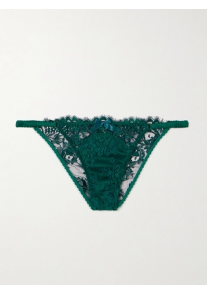 Agent Provocateur - Solanna Silk-blend Satin-trimmed Lace Briefs - Blue - 1,2,3,4,5