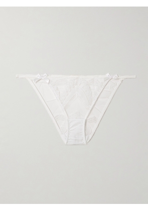 Agent Provocateur - Alysia Bow-detailed Embroidered Tulle Briefs - White - 1,2,3,4,5