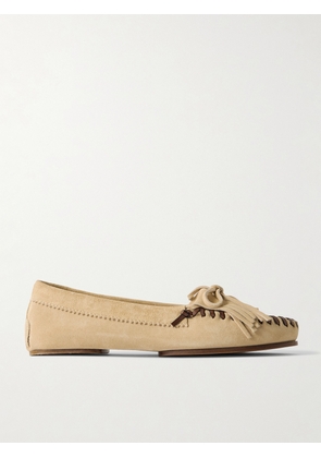 Paris Texas - Indiana Fringed Suede Loafers - Ecru - IT35,IT35.5,IT36,IT36.5,IT37,IT37.5,IT38,IT38.5,IT39,IT39.5,IT40,IT40.5,IT41,IT41.5,IT42