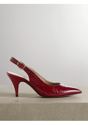 KHAITE - River Crinkled-leather Slingback Pumps - Burgundy - IT36,IT36.5,IT37,IT37.5,IT38,IT38.5,IT39,IT39.5,IT40,IT40.5,IT41