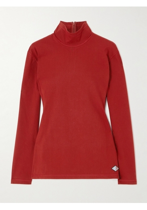Bottega Veneta - Appliquéd Stretch-cotton Jersey Blouse - Red - IT40,IT42