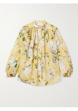 Zimmermann - Acacia Scalloped Floral-print Ramie-voile Blouse - Yellow - 00,1,2,3,4