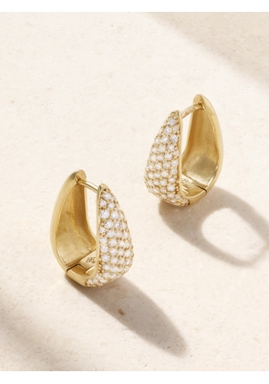 Jennifer Meyer - Mini Elongated Teardrop 18-karat Gold Diamond Hoop Earrings - One size