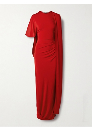 Stella McCartney - Asymmetric Cape-effect Stretch-satin Gown - Red - IT34,IT36,IT38,IT40,IT42,IT44,IT46,IT48,IT50