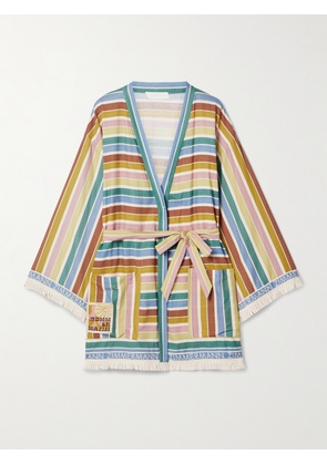 Zimmermann - Everley Belted Fringed Striped Cotton-voile Robe - Multi - 00,1,2,3,4