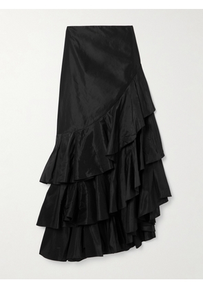Johanna Ortiz - Spirit Of Exploration Asymmetric Ruffled Silk Maxi Skirt - Black - US0,US2,US4,US6,US8,US10