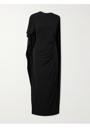 Stella McCartney - Asymmetric Cape-effect Stretch-satin Gown - Black - IT36,IT38,IT40,IT42,IT44,IT46,IT48,IT50