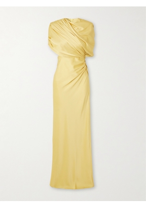 Stella McCartney - Open-back Cape-effect Draped Satin Gown - Yellow - IT36,IT38,IT40,IT42,IT44,IT46,IT48,IT50