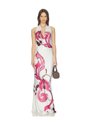 Especia Moonflower Midi Dress in Ivory,Pink. Size L. Also in XS, S, M, XL.