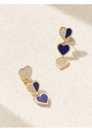Sydney Evan - Three Hearts 14-karat Gold, Lapis Lazuli And Diamond Earrings - Blue - One size