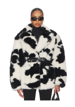 AFRM Livingston Faux Fur Jacket in Black,White. Size L/XL. Also in S/M.
