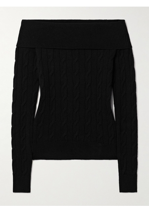 Ralph Lauren Collection - Off-the-shoulder Cable-knit Cashmere-blend Sweater - Black - xx small,x small,small,medium,large,x large