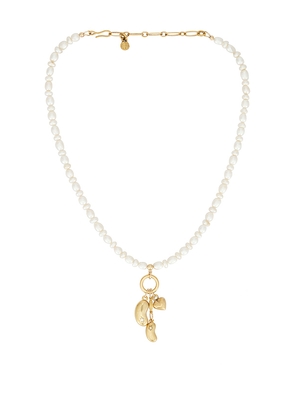 Brinker + Eliza Lucky Bean Necklace in Metallic Gold.