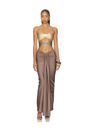 Baobab Giselle Maxi Dress in Brown. Size L. Also in M, XL.