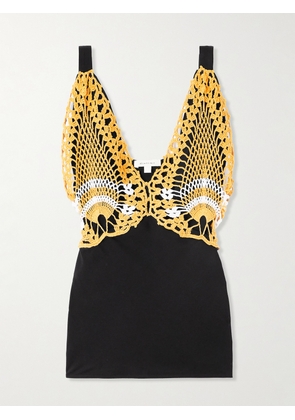 Diotima - Pavona Drill And Crocheted Cotton Top - Black - 1,2,3,4