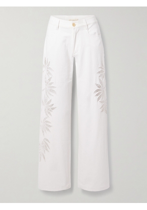 Diotima - Stulla Crochet-trimmed Mid-rise Straight-leg Jeans - White - 1,2,3,4
